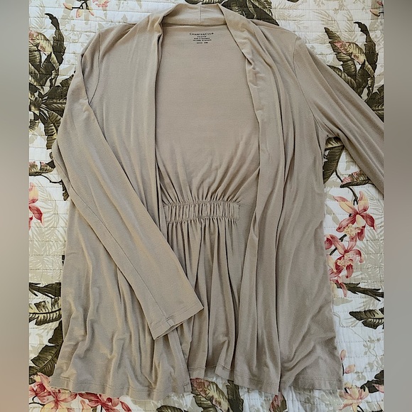 Charter Club Women’s Tan Long Sleeve Cardigan Size Petite Medium - Picture 3 of 5